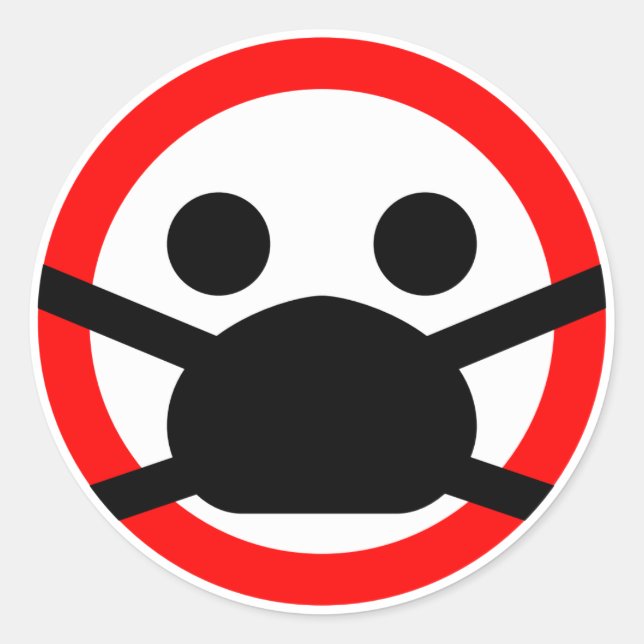 Adesivo Redondo sinal de aviso 😷 máscara protetora (Frente)