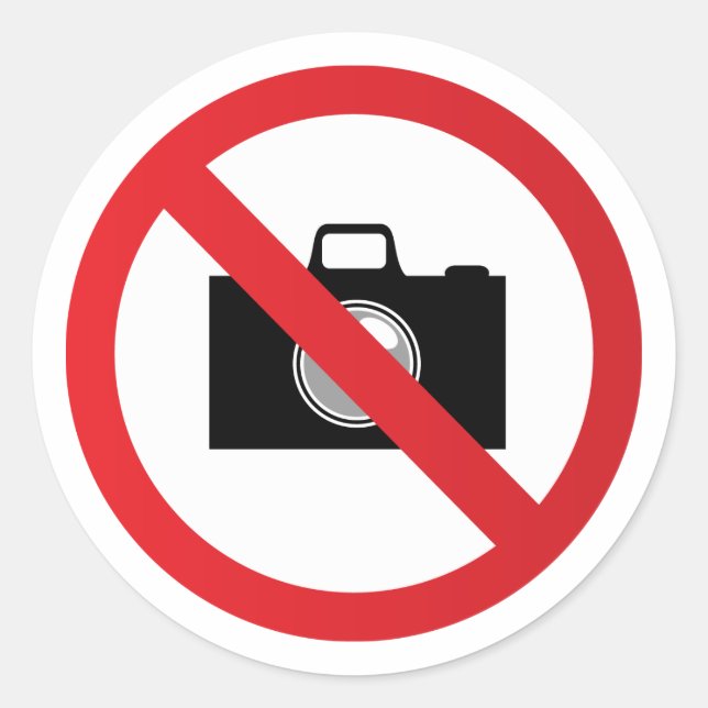 Adesivo Redondo Sinal de aviso sem câmera (Frente)