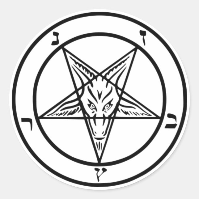 Adesivo Redondo Sinal de Baphomet Sticker (Frente)