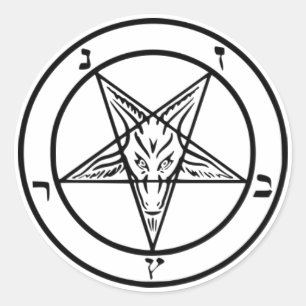 Adesivo Redondo Sinal de Baphomet Sticker
