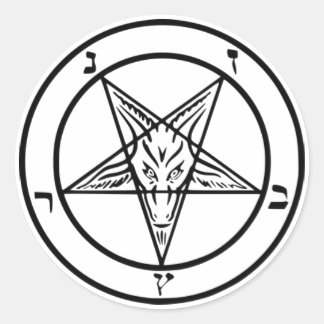 Adesivo Redondo Sinal de Baphomet Sticker