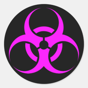 Adesivo Redondo Sinal de Biohazard Rosa Geeky