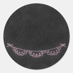 Adesivo Redondo Sinal de Chalkboard Rústico Shabby Chic Rosa