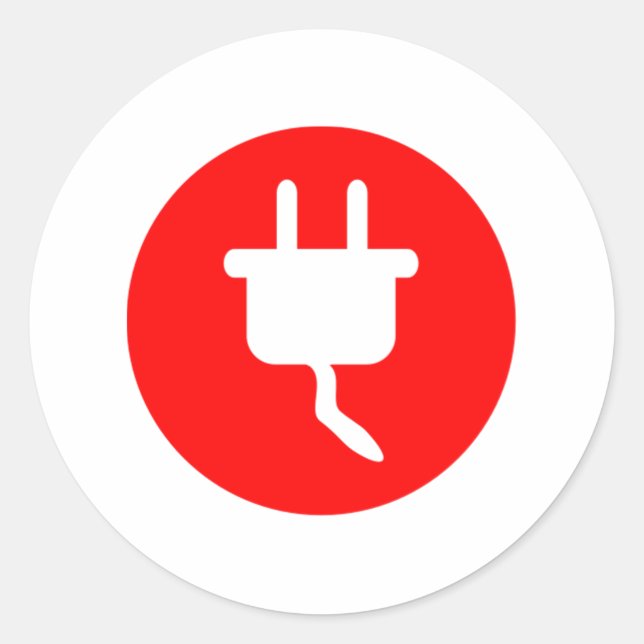 Adesivo Redondo Sinal de conexão elétrica (Frente)
