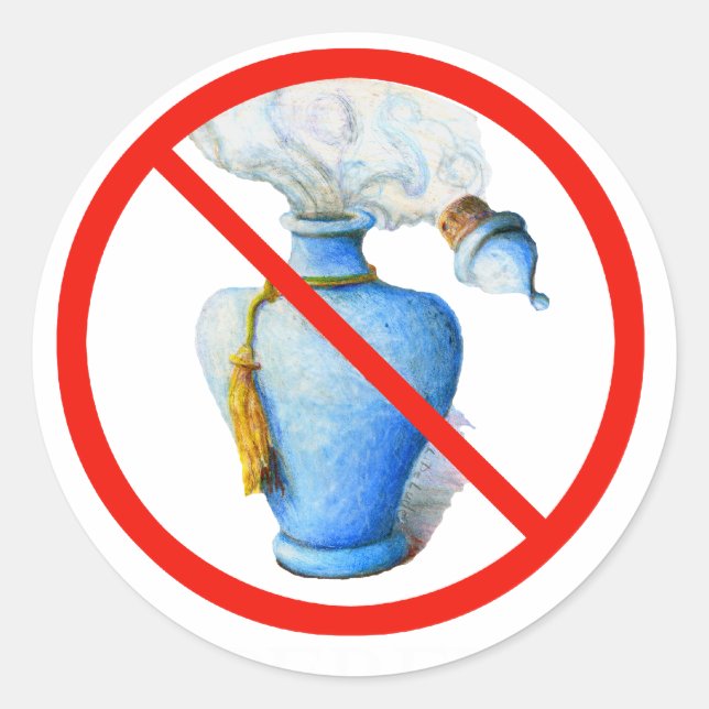 Adesivo Redondo Sinal de Desenho Mão: Sem Perfume (Frente)