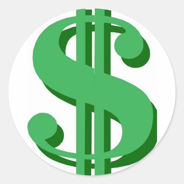 Adesivo Redondo sinal de $ dólar (Frente)