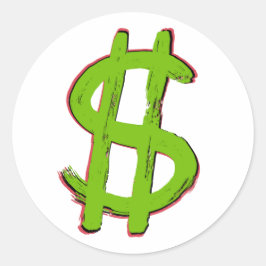Adesivo Redondo Sinal de Dólar Verde