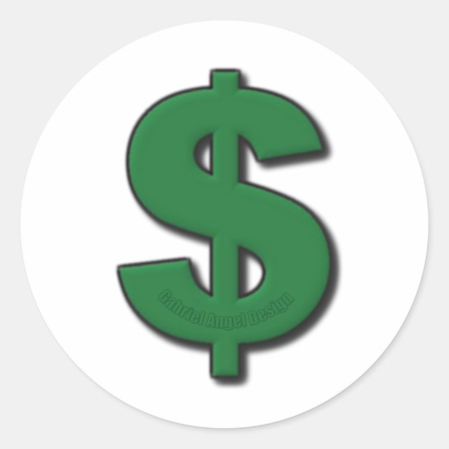 Adesivo Redondo Sinal de Dólar Verde (Frente)