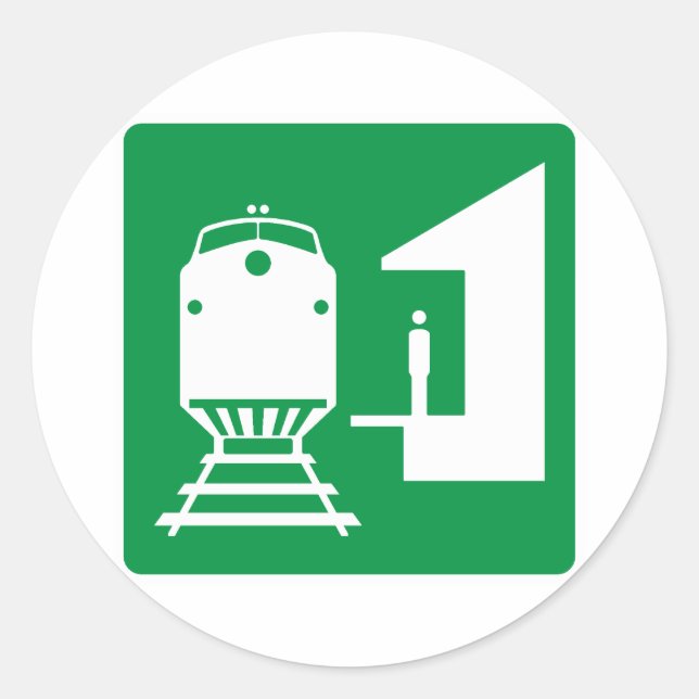 Adesivo Redondo Sinal de Estrada da Estação de Comboio (Frente)