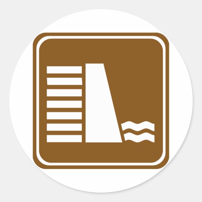 Adesivo Redondo Sinal de Estrada de Barragem ou Reservatório (Frente)