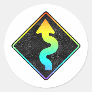 Adesivo Redondo sinal de estrada em curva à frente