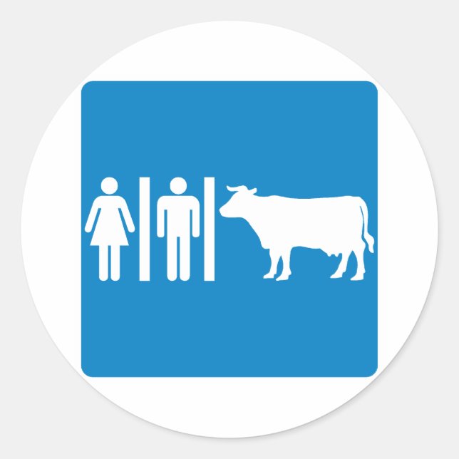 Adesivo Redondo Sinal de Estrada Humorosa - VACAS? (Frente)