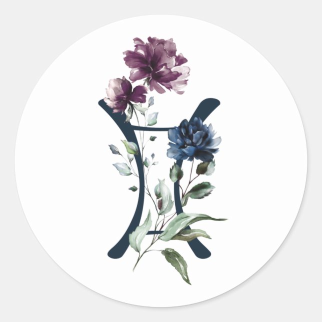 Adesivo Redondo Sinal de Estrela Zodiac Gemini (Frente)