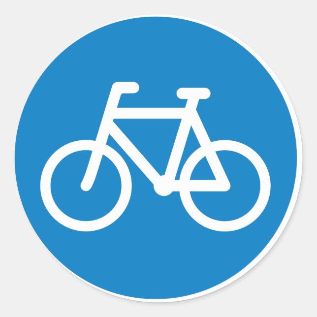 Adesivo Redondo Sinal de Faixa de Bicicleta Azul Símbolo de Estrad (Frente)