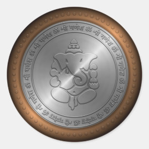 Adesivo Redondo Sinal de Ganesha Metálico Emperrado