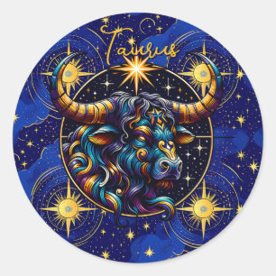 Adesivo Redondo Sinal de Horoscópio Taurus Zodiac Astrologia