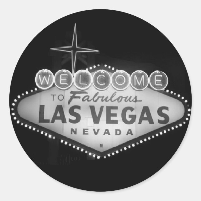 Adesivo Redondo Sinal de Las Vegas B/W Sticker (Frente)