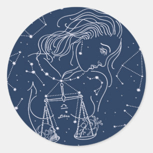 Adesivo Redondo Sinal de Libra Zodiac