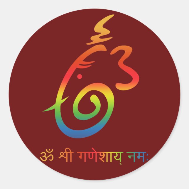 Adesivo Redondo Sinal de Lord Ganesha (Frente)