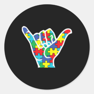 Adesivo Redondo Sinal de mão de amor Asl Conscientização do autism