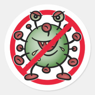 Adesivo Redondo Sinal de Parada do Vírus Corona Covid-19