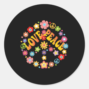 Adesivo Redondo Sinal de Paz Amor 60 anos 70 Groovy Hippie Costume