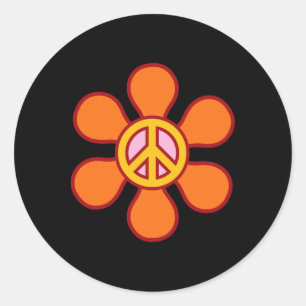 Adesivo Redondo Sinal de Paz Amor 60 anos 70 Groovy Hippie Costume