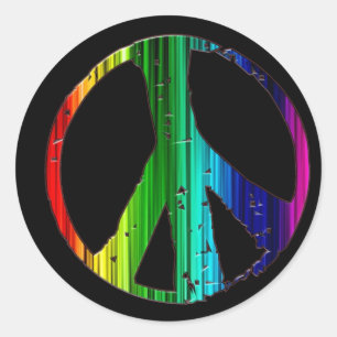Adesivo Redondo Sinal de Paz Arco-Íris