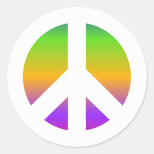 Adesivo Redondo Sinal de Paz Arco-íris Brilhante