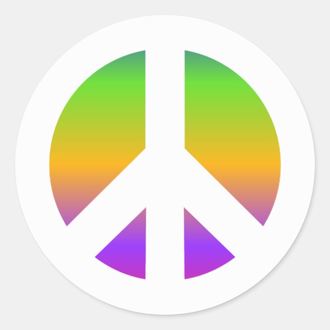 Adesivo Redondo Sinal de Paz Arco-íris Brilhante (Frente)