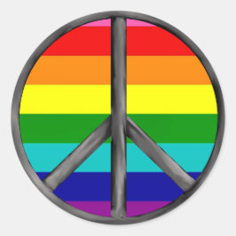 Adesivo Redondo Sinal de paz arco-íris Gay lgbtq