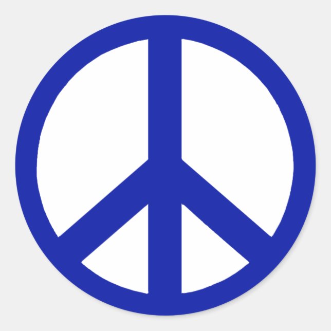 Adesivo Redondo Sinal de Paz Azul Profundo (Frente)