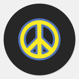 Adesivo Redondo Sinal de Paz - Bandeira Azul e Amarela da Ucrânia