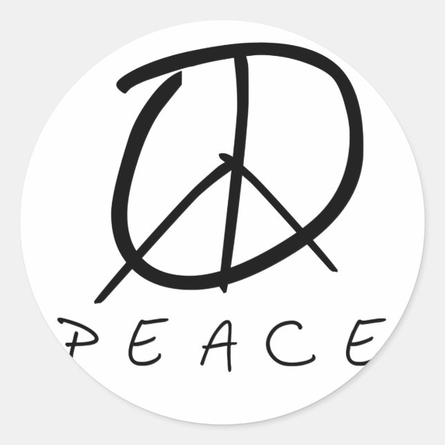 Adesivo Redondo Sinal de Paz: Bud Hand Script (Frente)
