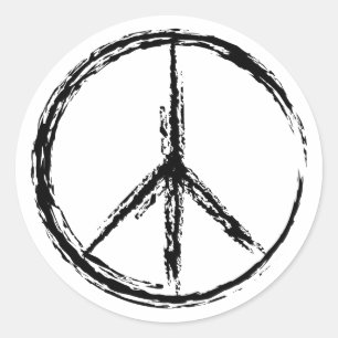 Adesivo Redondo Sinal de paz criativo isolado preto