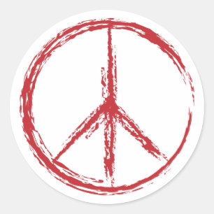 Adesivo Redondo Sinal de paz criativo isolado vermelho