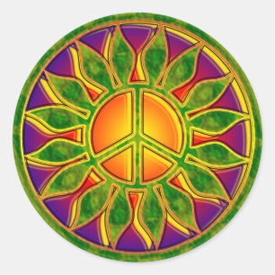 ADESIVO REDONDO SINAL DE PAZ DA FLOR DO SOL