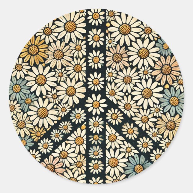 Adesivo Redondo Sinal de Paz - Daisies (Frente)