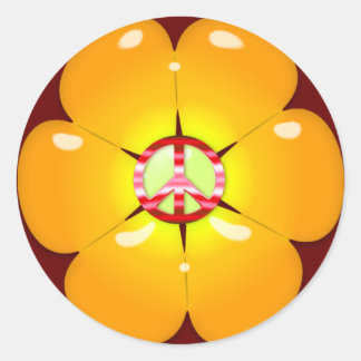 Adesivo Redondo Sinal de Paz de Energia Flor