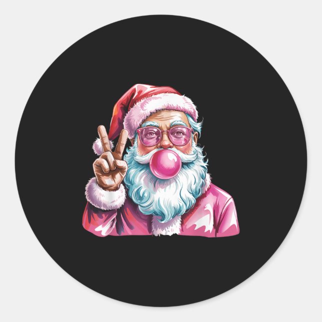 Adesivo Redondo Sinal de Paz de Natal Mão Santa Claus Nk Bubble Gu (Frente)