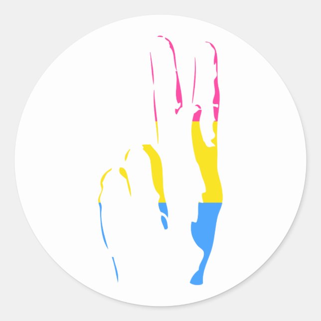 Adesivo Redondo sinal de paz do orgulho de pans (Frente)