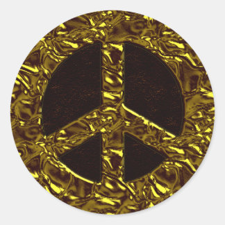 Adesivo Redondo SINAL DE PAZ Dourado