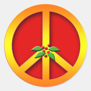 Adesivo Redondo Sinal de paz Dourado com os cartões de Natal do