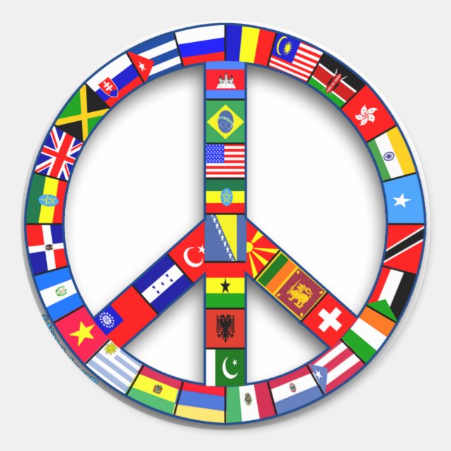 Adesivo Redondo Sinal de paz feito de camisetas, canecas, presente (Frente)