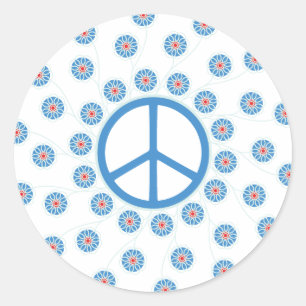 Adesivo Redondo Sinal de Paz Flores