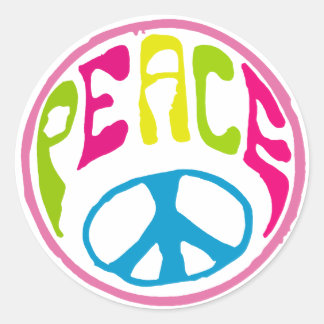 Adesivo Redondo Sinal de Paz Hippie