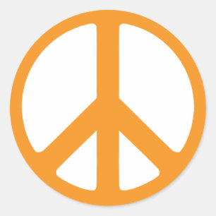 Adesivo Redondo Sinal de Paz Laranja