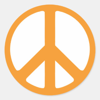 Adesivo Redondo Sinal de Paz Laranja