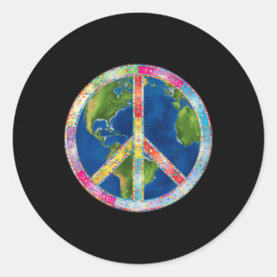Adesivo Redondo Sinal de Paz Liberdade Hippie Retrô 60 70 Sem Preo