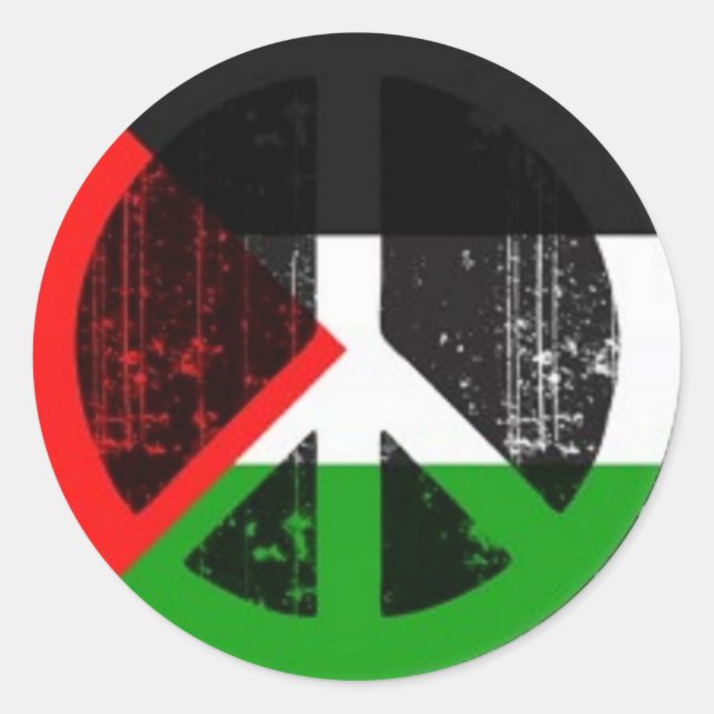 Adesivo Redondo Sinal de paz Palestina (Frente)